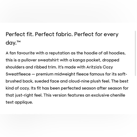 Aritzia Cozy Sweatfleece Perfect Hoodie Light Pink Embroidered Logo NWT - Picture 11 of 12